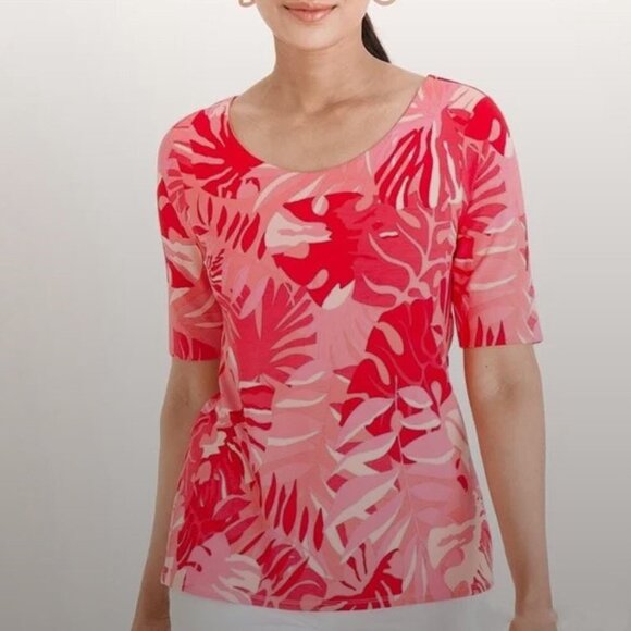 New CHICO'S Touch of Cool Lush Foliage Tee Size 2 Large - Picture 2 of 4